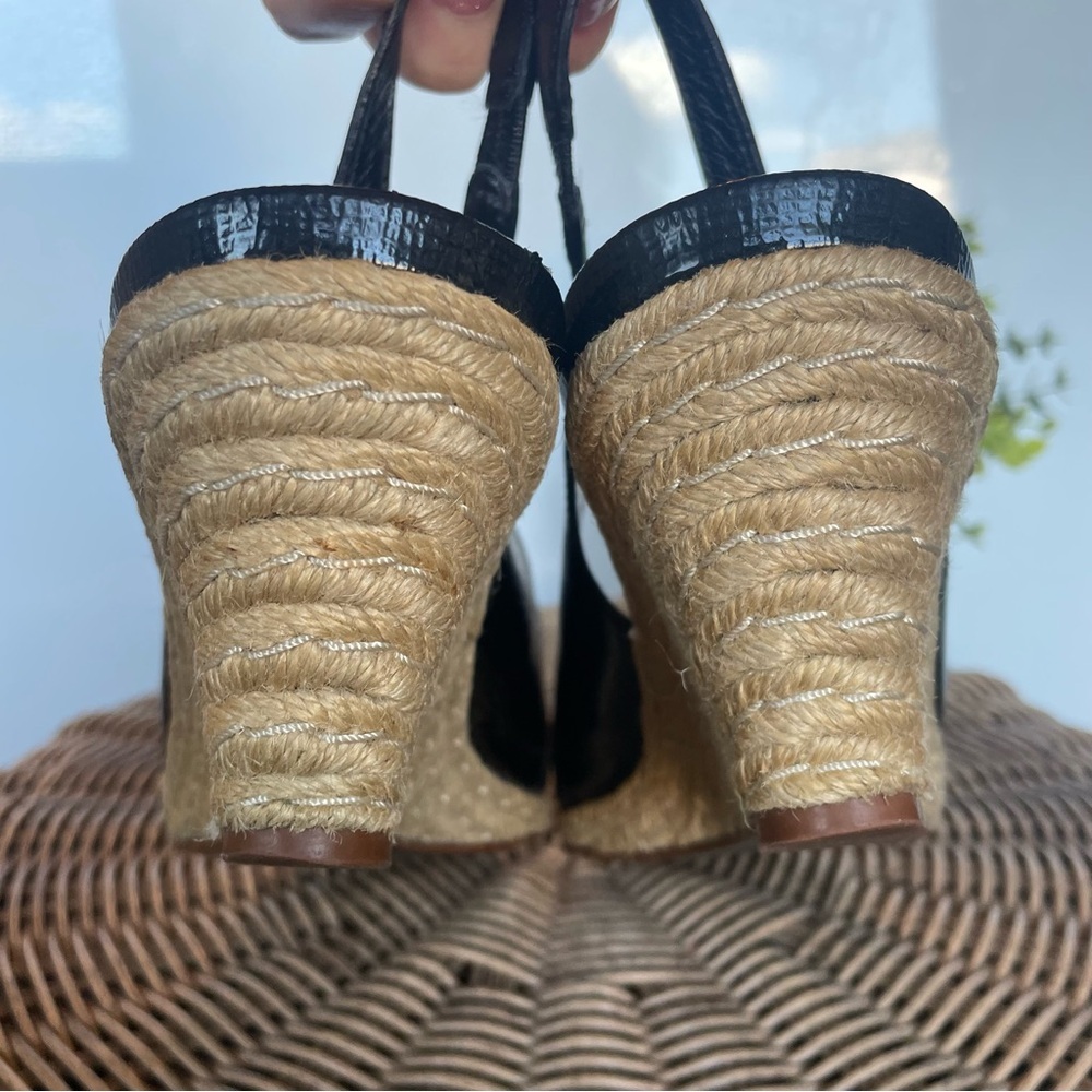 Cole Haan Black Peep-Toe Slingback Wedges - Picture 9 of 15